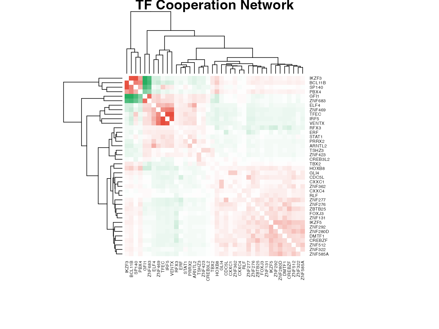 TF cooperation network heatmap