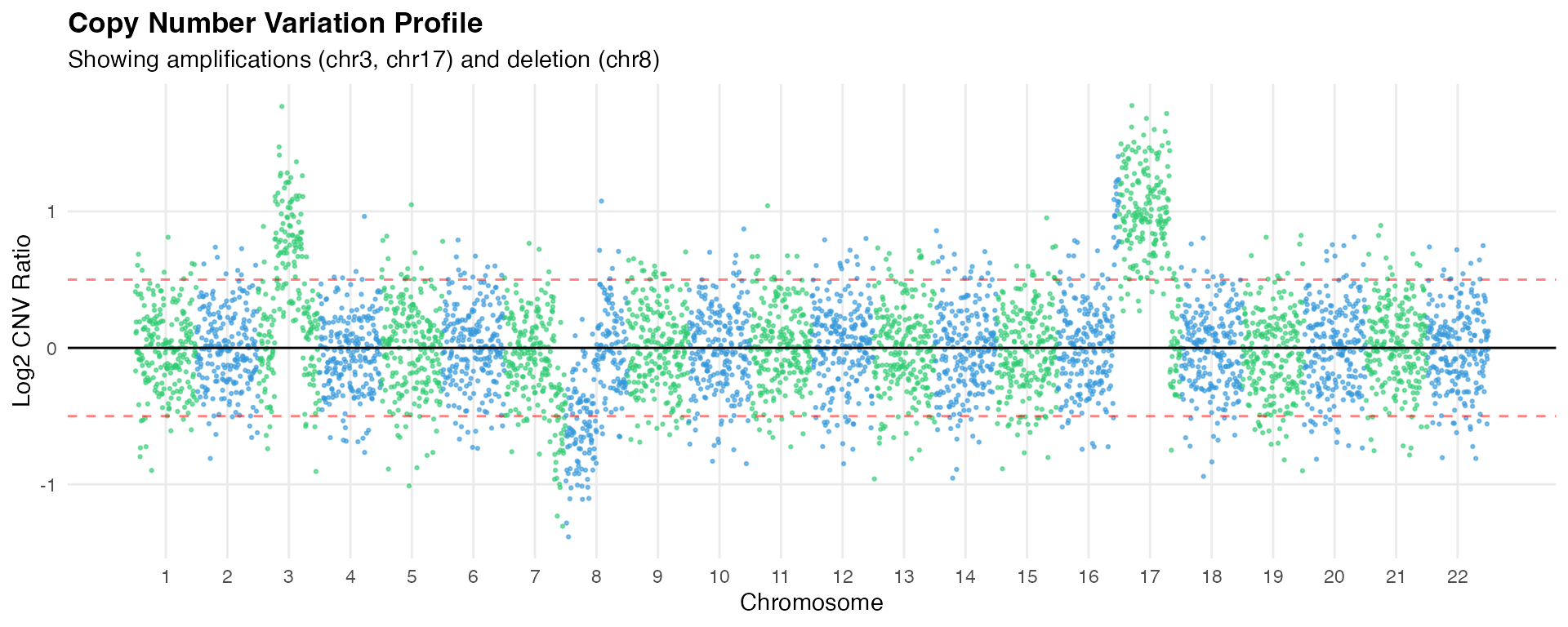 CNV profile across chromosomes